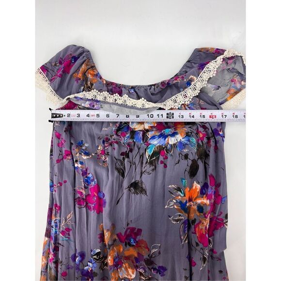 Umgee Women’s‎ Small Floral Ruffle Crochet Off Shoulder Long Maxi Dress Boho - Picture 9 of 9